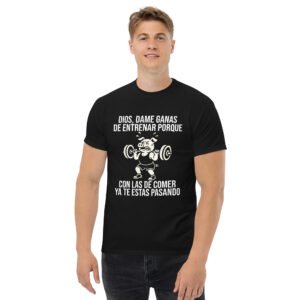 frases chistosas de gym camiseta negra hombre