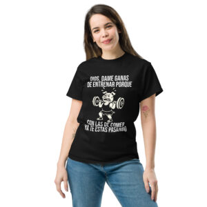 frases chistosas de gym camiseta negra mujer