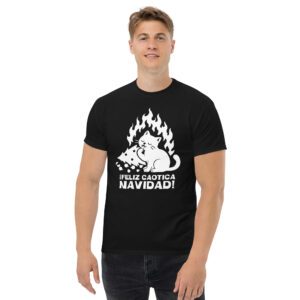 gato navidad meme playera negra hombre