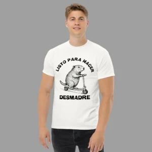 playera blanca marmota meme hombre