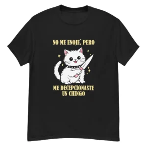 playera negra gato con cuchillo meme